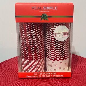Real Simple Baking Cups Red and White 50 pieces NWT